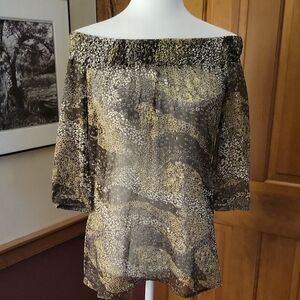 Off-Shoulder Gold Shimmer Top